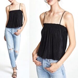 Madewell Black Texture & Thread Micropleat Camisole Tank Romantic Top XXS